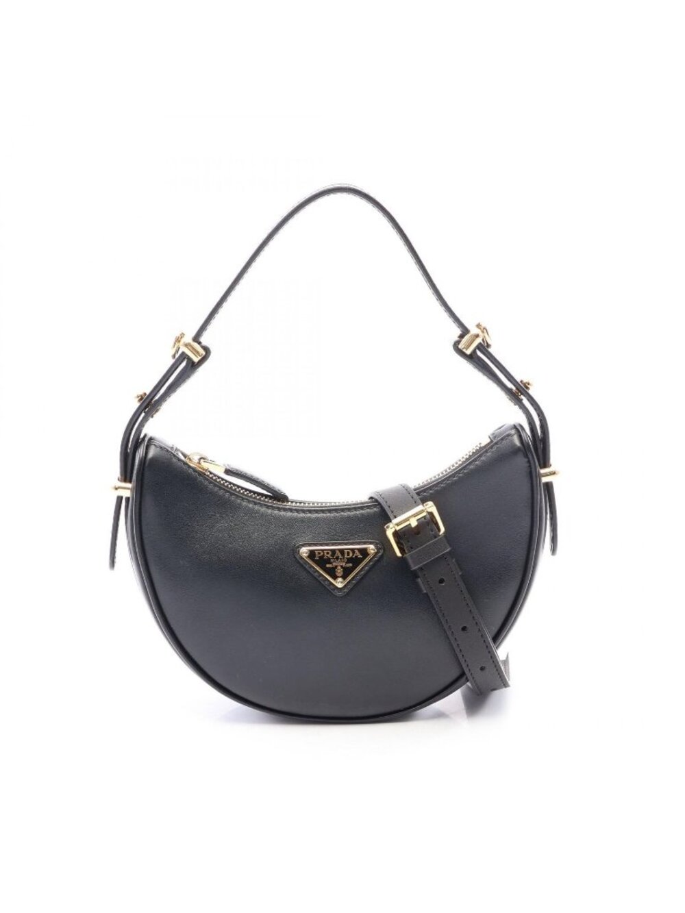 Prada Soft Calfskin Ake Black Leather Ake Shoulder Bag Mini